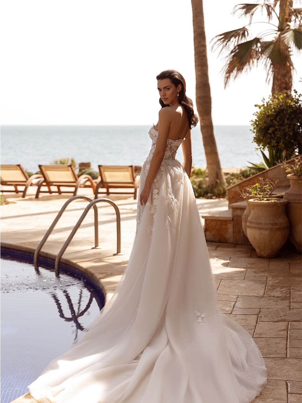 Perfioni Couture "Lilian" 2025 Collection Wedding Dress & Overskirt bridal Sz 14